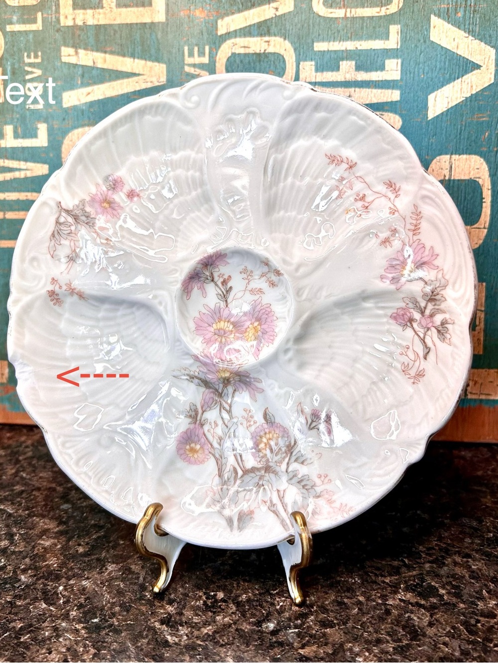 Porcelain Floral Oyster Plate in White and Pink - Vintage Style